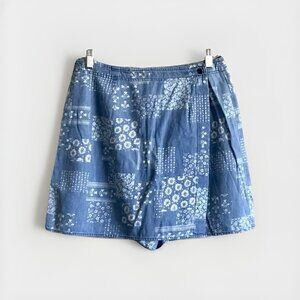 Vintage 90s Villager Sport Skort Size 10‎ Floral Chambray Denim Skirt Shorts